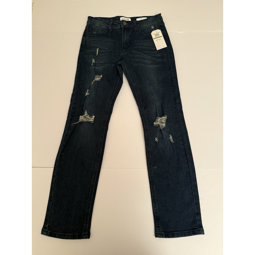 Ring Of Fire Boys Jeans 12 Dark Wash Distressed School Kids Ripped Casual NWT
